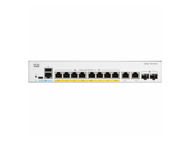Cisco Catalyst C1300-8P-E-2G Ethernet Switch, 8 Ports - Manageable - Gigabit