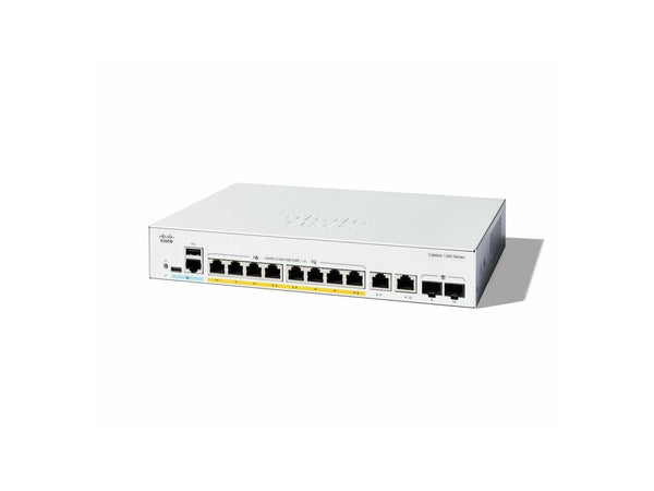 Cisco Catalyst 1300-8P-E-2G Managed Switch, 8 Port GE, PoE, Ext PS, 2x1GE Combo,