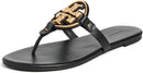 TORY BURCH WOMEN'S MILLER SOFT SANDALS - SIZE: WOMEN 9 - PERFECT BLACK/GOLD - Like New