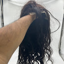 LONG BLACK CURLY WIG 100% HUMAN HAIR 3D EYELASHES WIG CAP - BLACK - Like New