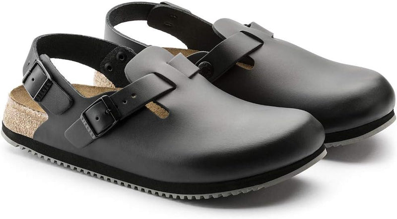 BIRKENSTOCK TOKIO SUPER GRIP SANDALS - SIZE: MEN 7 WOMEN 9 - BLACK LEATHER - Brand New