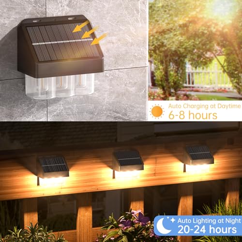 AOSEA High Bright Solar Lights Outdoor IP67 Waterproof, 6 Pack Solar Wall - Like New