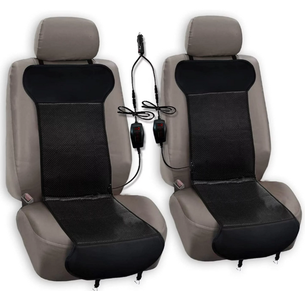 Zone Tech Black Car Heated Travel Seat Cover Cushion Cold Weather 2 Pack - BLACK Like New
