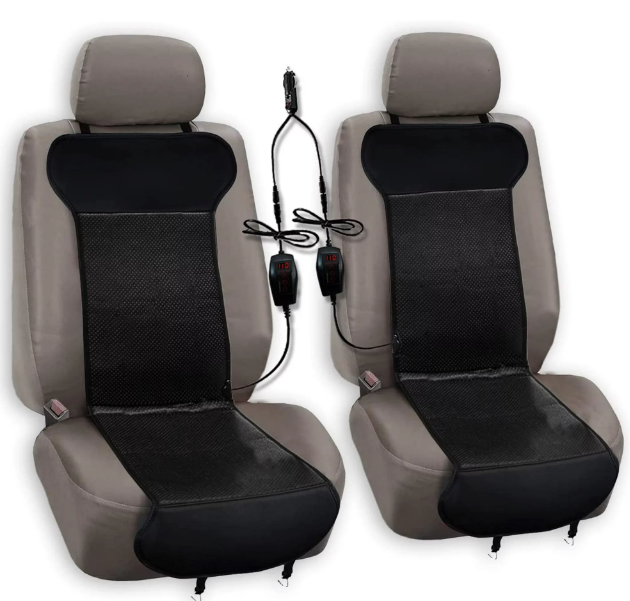 Zone Tech Black Car Heated Travel Seat Cover Cushion Cold Weather 2 Pack - BLACK - Like New