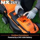 LAWNMASTER CLM2413A CORDLESS 13-INCH LAWN MOWER 24V WITH 2.4AH BATTERY - ORANGE - Like New