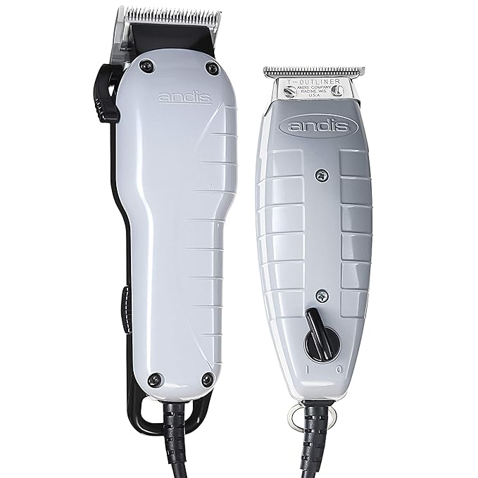 Andis Barber Combo-Powerful High-Speed Clipper Blade T-Outliner T-Blade - White - Like New