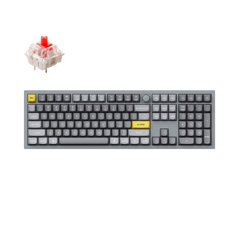 KEYCHRON Q6 QMK FULL SIZE MECHANICAL GATERON PRO RED SWITCHES - SILVER GRAY - Like New