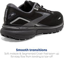 BROOKS WOMEN'S GHOST 15 GTX RUNNING SHOE -BLACK/BLACKENED PEARL/ALLOY - SIZE 7.5 - Like New