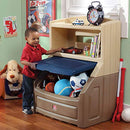 Step2 Lift and Hide Bookcase Storage Chest Bookshelf Organizer - Tan/Blue - Brand New
