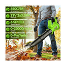 ELRINA LEAF BLOWER CORDLESS WITH 2 X 3.0AH BATTERIES AND CHARGER - GREEN - Like New