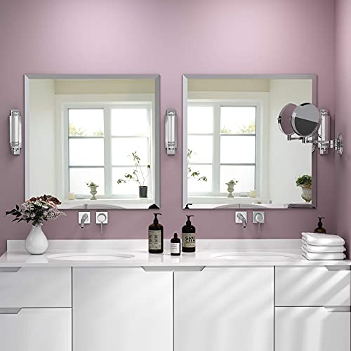 KOHROS SQUARE BEVELED POLISHED FRAMELESS WALL MIRROR FOR BATHROOM, 23.6"X23.6" - Like New