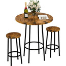 Recaceik 3 Piece Pub Dining Set, Modern Round Bar Table, Stools (RUSTIC BROWN) - Like New