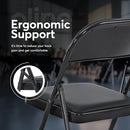 Oline Vinyl Folding Chairs, Padded Vinyl Cushion Metal Frame, 2 Pack - Black - Like New