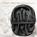 YFONG Double Layered 100% Silk Bonnet 22 Momme Pure Mulberry Silk Sleep Cap, L - Like New