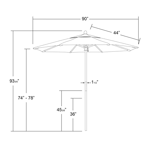 CALIFORNIA UMBRELLA 7.5' ROUND HARDWOOD FRAME MARKET UMBRELLA - OLEFIN RED - Like New
