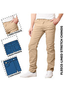 JUMP START MEN’S FLEECE-LINED STRETCH CHINO UNIFORM PANTS - KHAKI - SIZE 38X31 - Brand New
