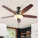 PARROT UNCLE 52" 5-BLADE FAN OIL RUBBED BRONZE WALNUT/DARK CHERRY BLADES - Like New