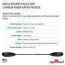 Aqua-Bound Eagle Ray Carbon 2-Piece Snap-Button Kayak Paddle - Brand New