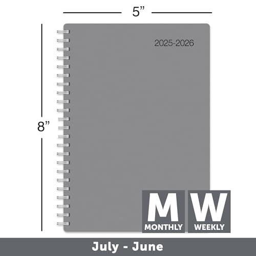 OFFICE DEPOT 2025-2026 WEEKLY/MONTHLY PLANNER 5" X 8" 30% RECYCLABLES - GRAY - Brand New