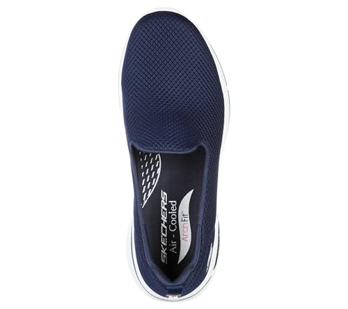 124401W Skechers women's Go Walk Arch Fit Grateful Navy/White Size 10 Wide - Like New