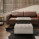 SIMPLIHOME Harrison 36" Wide Transitional Square Coffee Table Storage Ottoman - Like New