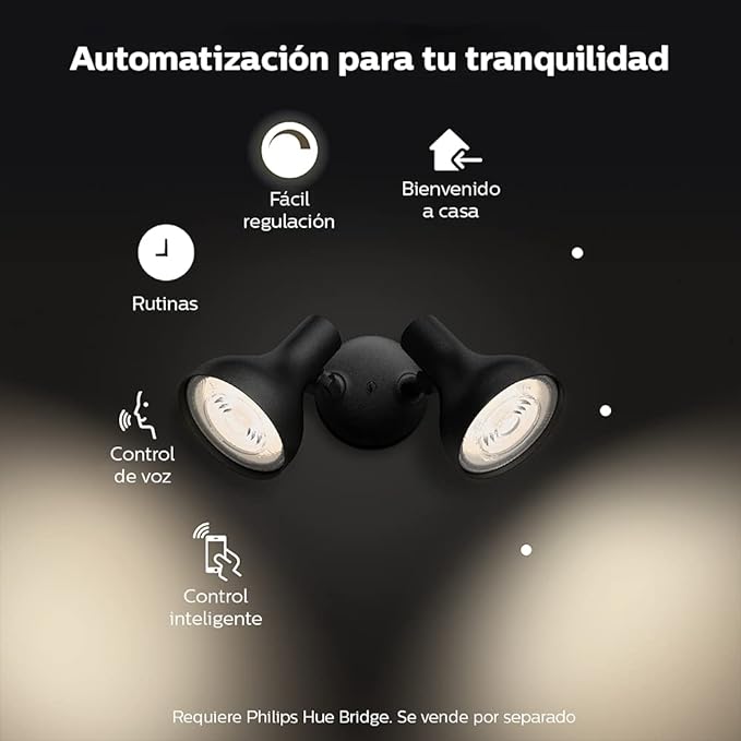 Philips Hue White Ludere Dual Head LED Security Floodlight 802041 - Black Like New