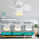 HUEOCZW 21" Small Ceiling Fan Light Remote Flush Mount - White - Brand New
