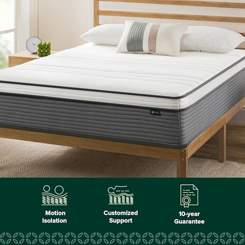 Zinus 10" Inch True Support Hybrid Mattress [New Version] Queen Fiberglass Free - Brand New