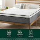 ZINUS 12" TRUE SUPPORT HYBRID MATTRESS KING MATTRESS IN A BOX WHITE/GRAY - Brand New