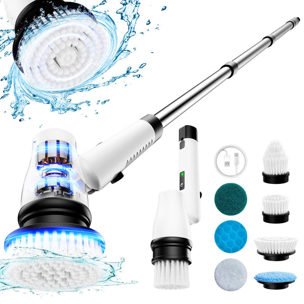 GiveBest Electric Spin Scrubber, Cordless Shower Scrubber, 7 Replacement Head - Like New