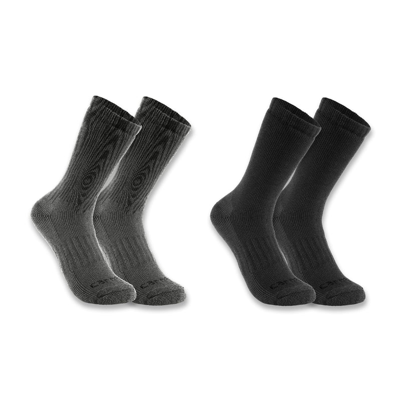 SC9602M CARHARTT  MEN'S WOOL SYNTHETIC CREW SOCKS 2 PACK SIZE MEN L - BLACK - Like New