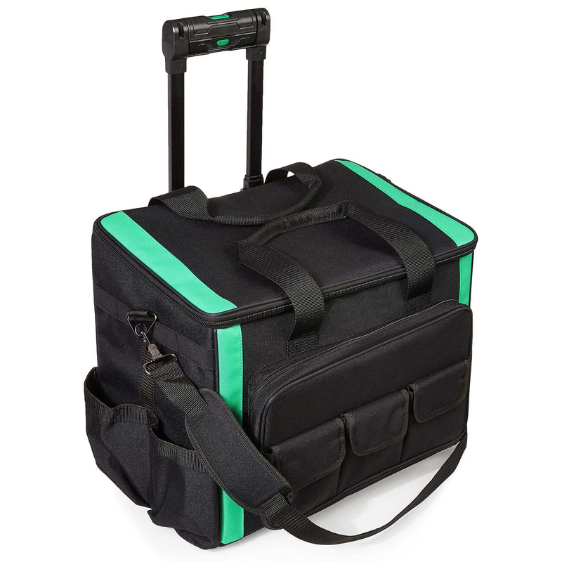 AMAZON BASICS 20 POCKETS DENALI TOOL ROLLING BAG, BLACK/GREEN - DLB03 - Like New