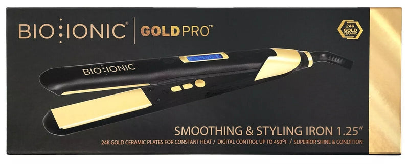 BIO IONIC GOLDPRO SMOOTHING AND STYLING IRON WITH LED DISPLAY - GOLD/BLACK - Like New