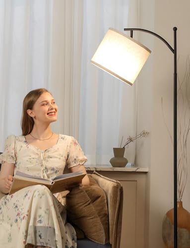 AMBIMALL 60" FLOOR 3s AREAS STANDING LAMP, 9W BULB, FLABMO8P - BLACK/BEIGE - Like New