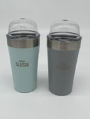 NINJA SLUSHI 16OZ STAINLESS STEEL TUMBLERS DOME LIDS SET 2 PIECE - GRAY, MINT - Like New