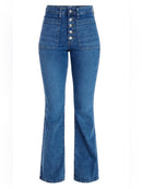 TIME AND TRU WOMEN'S PATCH POCKET FLARE JEANS SIZE 4 - BLUE - Brand New