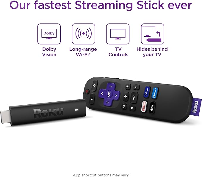 Roku Streaming Stick 3810X Portable 4K/HDR/Dolby Vision Streaming Device Like New