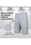 BLUE ROCK JUMP START MEN’S 6-POCKET ALL MOTION STRETCH SHORTS - SIZE: 36 - GRAY - Brand New