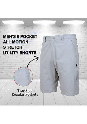 BLUE ROCK JUMP START MEN’S 6-POCKET ALL MOTION STRETCH SHORTS - SIZE: 36 - GRAY - Brand New