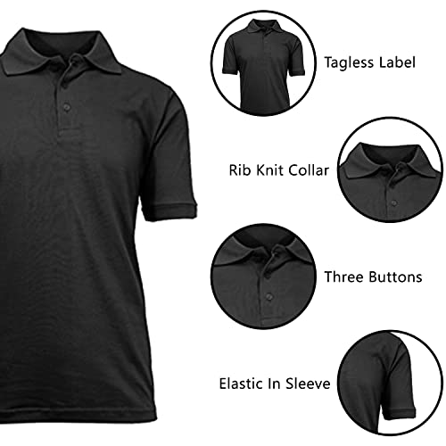 GALAXY BY HARVIC MENS POLO PIQUE SHIRT - SIZE: MEN L - BLACK - Brand New