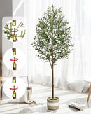 LuceAlberi 6FT Artificial Olive Tree Indoor Tall Faux with Planter&Basket - Like New