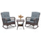 COSTWAY - 3 PCS PATIO ROCKING CHAIRS WITH DOUBLE-LAYER COFFEE TABLE - GRAY - Brand New