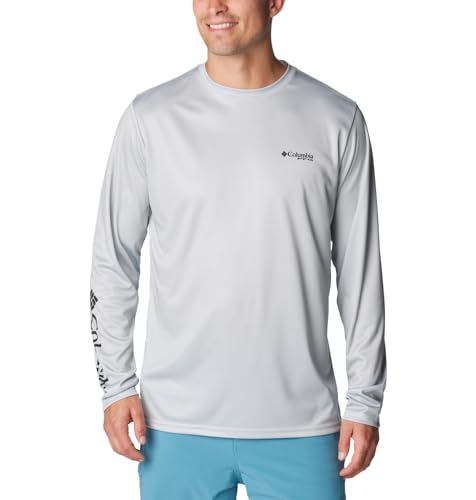 COLUMBIA MEN TERMINAL TACKLE PFG BAIT JUMPER LONG SLEEVE MEN L - GRAY/WHITE - Brand New