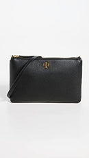 TORY BURCH WOMEN'S MERCER PEBBLED WALLET CROSSBODY - BLACK - Brand New