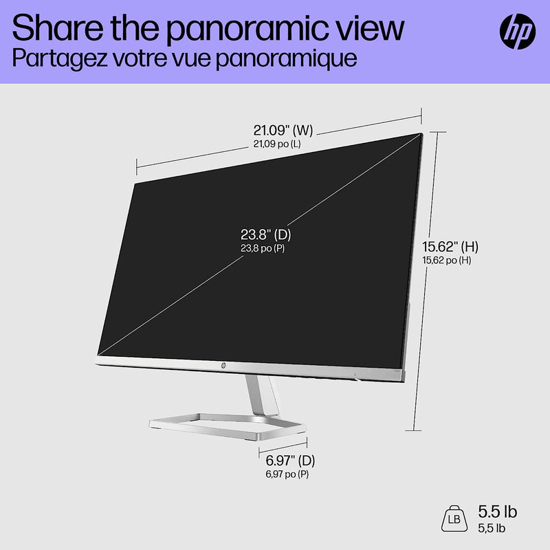 HP 24" FHD 1080p IPS LED Anti-Glare Monitor M24F - Silver - Like New