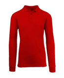 GALAXY BY HARVIC MEN'S LONG SLEEVE PIQUE POLO SHIRT - SIZE: MEN L - RED - Brand New