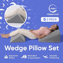AllSett Health Bed Wedge Pillow – 2 Separate Memory Foam Incline Cushions - Brand New