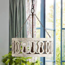 Distressed Wood Chandelier Wood Durm Pendant Lighting B08C34132D - NEW - Brand New