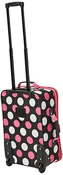 Rockland Fashion Luggage SetExpandable 14/19 F102 - Black W/ Pink/Gray Dots - Like New