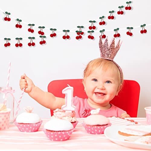 JEXINE 3 PIECES CHERRY GARLAND DECOR SUMMER CHERRIES PARTY DECORATIONFUL - Like New